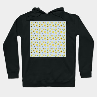 Loose Sunflower Pattern with a light blue background Hoodie